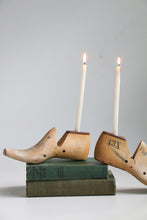 Load image into Gallery viewer, Rustic Wood Shoe Forms / Unique Candlestick Holders Circa  1948