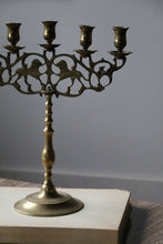 Load image into Gallery viewer, Brass Candelabra with Lion Detail