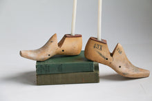 Load image into Gallery viewer, Rustic Wood Shoe Forms / Unique Candlestick Holders Circa  1948