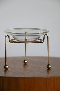 Mid Century Modern Glass & Brass Bowl