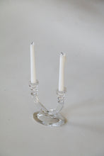 Load image into Gallery viewer, Vintage Tuscany Crystal Glass Double Arm Candlestick Holder Made in Poland.
