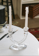 Load image into Gallery viewer, Vintage Tuscany Crystal Glass Double Arm Candlestick Holder Made in Poland.
