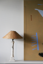 Load image into Gallery viewer, Marble Table Lamp with Woven Shade
