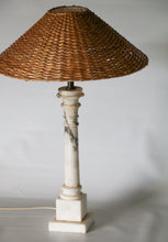 Load image into Gallery viewer, Marble Table Lamp with Woven Shade
