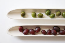 Load image into Gallery viewer, Pair of Carnevale McCarty of Memphis Signed White Pottery 16" Olive Trays / Boat Dish
