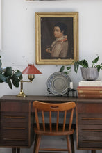 Load image into Gallery viewer, Antique Brass Lamp with Red Shade
