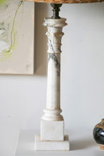 Load image into Gallery viewer, Marble Table Lamp with Woven Shade
