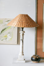 Load image into Gallery viewer, Marble Table Lamp with Woven Shade
