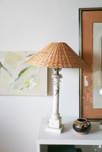 Load image into Gallery viewer, Marble Table Lamp with Woven Shade
