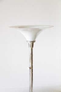 Mid Century Modern Chrome Floor Lamp with Glass Shade
