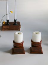 Load image into Gallery viewer, Pair of Handturned Wooden Candle Holders
