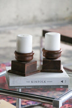 Load image into Gallery viewer, Pair of Handturned Wooden Candle Holders
