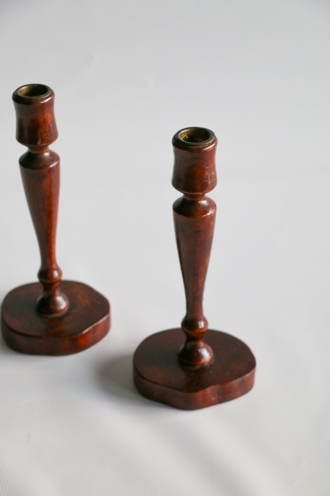 Wooded Carved Candlestick Holders