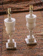 Load image into Gallery viewer, Pair of Vintage Italian Carrara Marble Table Lamps
