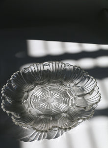 Vintage Anchor Hocking Glass Deviled Egg Plate #896 | Wave/Fan Pattern | Scalloped Edge | 12 Eggs | 10" Diameter