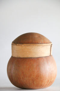 Antique Gourd Calabash Basket with Stand