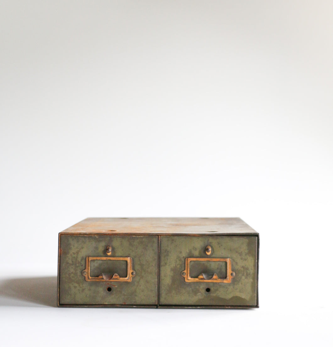 Vintage Yawman & Erbe Card File Two Drawer Metal Cabinet