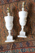 Load image into Gallery viewer, Pair of Vintage Italian Carrara Marble Table Lamps
