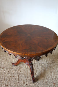 Maitland Smith, Vintage Marquetry & Burl  Round Walnut Table