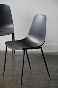 Set of Four Svelti Pure Black Dining Chairs