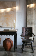 Load image into Gallery viewer, Antique German Carved Tiger Oak Tavern Pub Arm Chair
