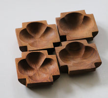 Load image into Gallery viewer, Set of Four Hand carved Teak Snack Bowls

