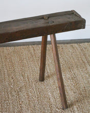 Load image into Gallery viewer, Rustic Splayed Leg Solid Wood Sculptural Bench.
