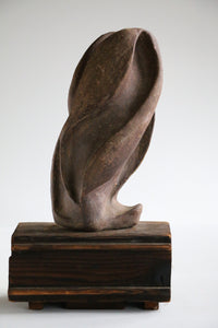 Ceramic Sculpture on Wooden Pedestal