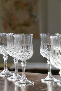 Set of Six Crystal Wine Glasses