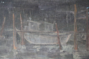 Vintage Marina Oil Painting