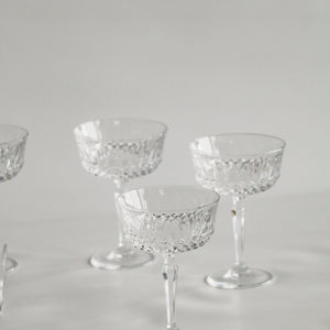 Set Of Five Crystal Coupe Glasses