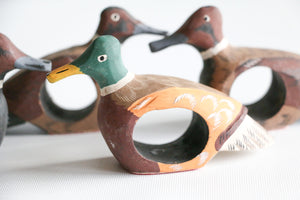 Folk Art Hand Painted Duck Napkin Rings