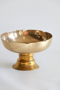 Vintage Scalloped Brass Footed Bowl