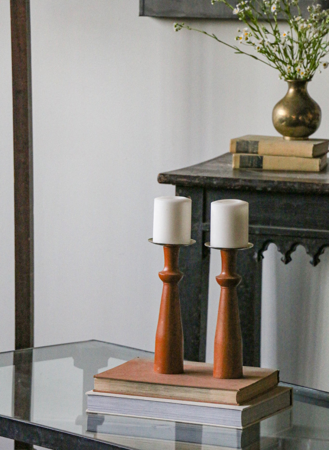 Mid Century Modern Pillar Candlestick Holders