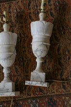 Load image into Gallery viewer, Pair of Vintage Italian Carrara Marble Table Lamps

