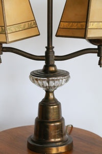 Antique Brass & Glass Scholars Lamp