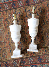 Load image into Gallery viewer, Pair of Vintage Italian Carrara Marble Table Lamps
