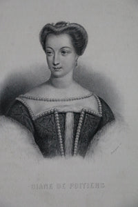 Antique Etching of Diane de Poitiers