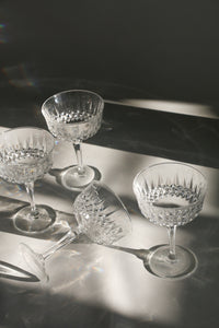 Set Of Five Crystal Coupe Glasses