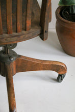 Load image into Gallery viewer, Wooden Rolling Desk Chair
