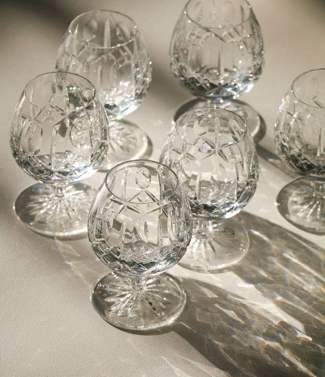Set of Six Galway Crystal Snifter Glasses