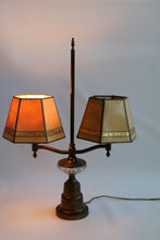 Load image into Gallery viewer, Antique Brass &amp; Glass Scholars Lamp
