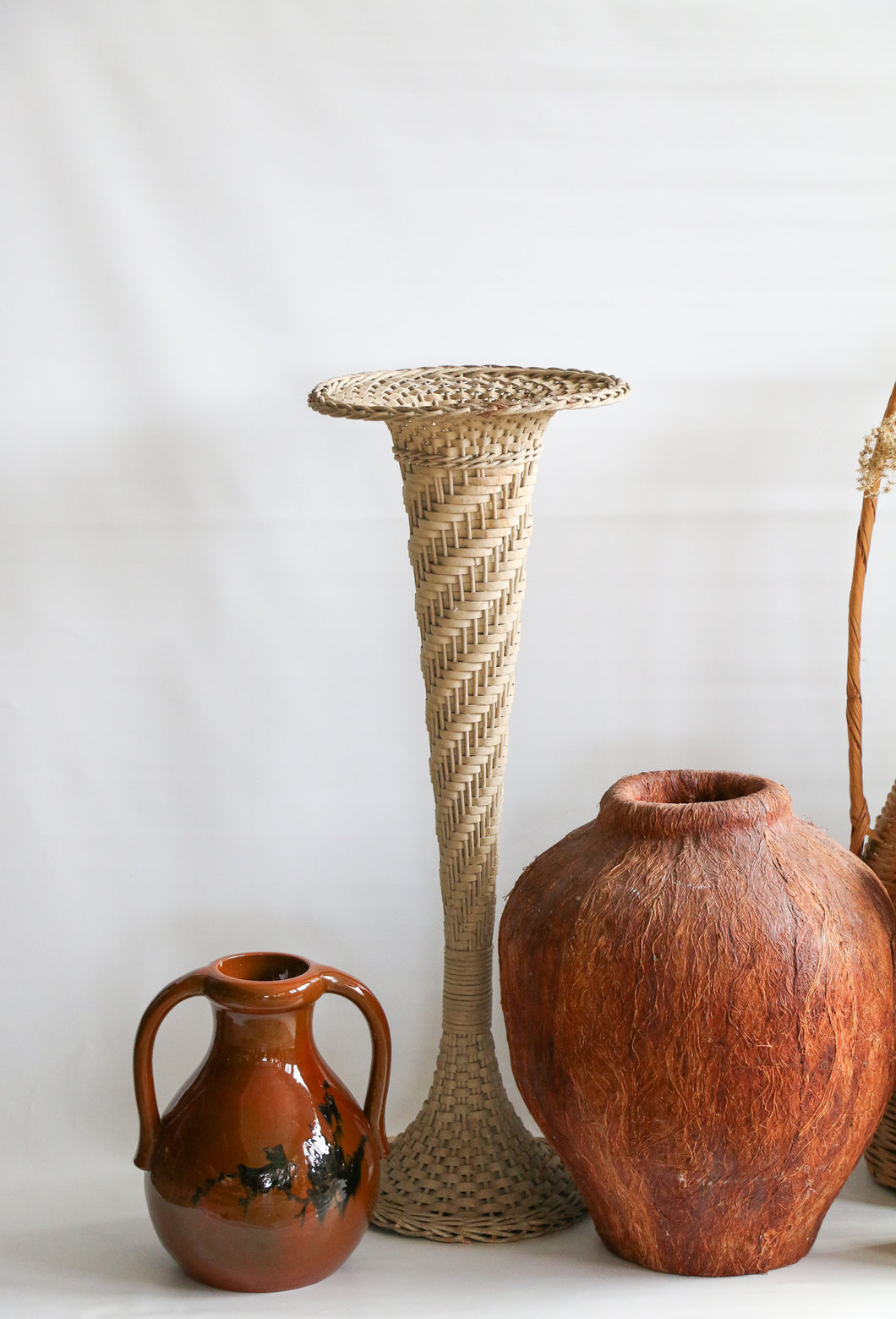 Antique Handmade Woven Floor Vase