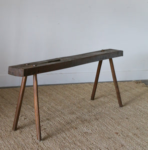 Rustic Splayed Leg Solid Wood Sculptural Bench.