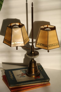 Antique Brass & Glass Scholars Lamp
