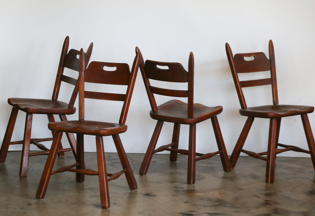 Set of Four Cushman Vermont Hard Rock Maple Americana Chair by Herman DeVries In 1933