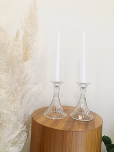 Glass Candle Stick Pair