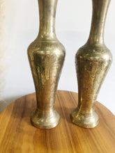 Load image into Gallery viewer, Pair of Etched Brass Vases
