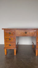 Load and play video in Gallery viewer, Antique Fruit Wood Twin Pedestal Partner Desk
