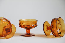 Load image into Gallery viewer, 5 Colony Thumbprint Amber Glass Champagne/ Coupe Glasses
